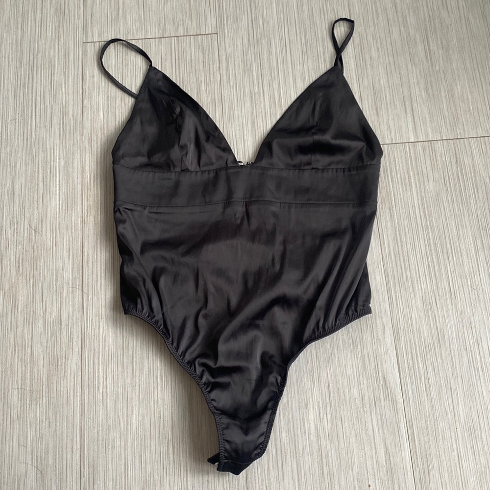 For Love and Lemons black silk bodysuit